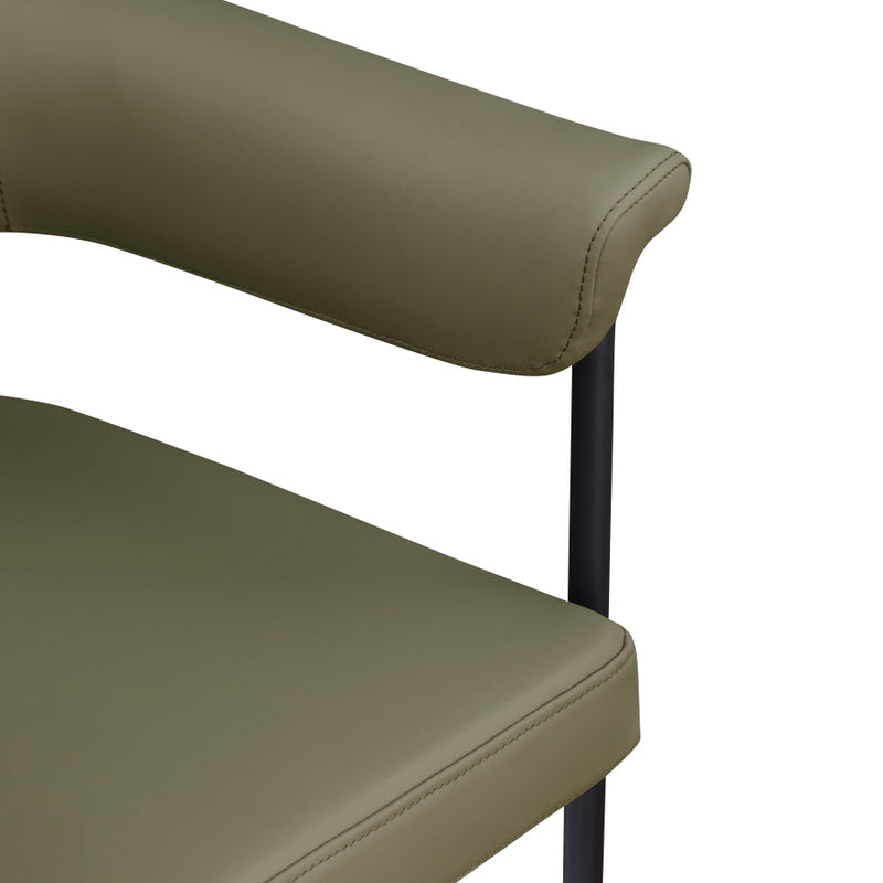 Malin Vegan Leather Upholstered Dining Chair in Olive, Set of 2 - 427Olive-C