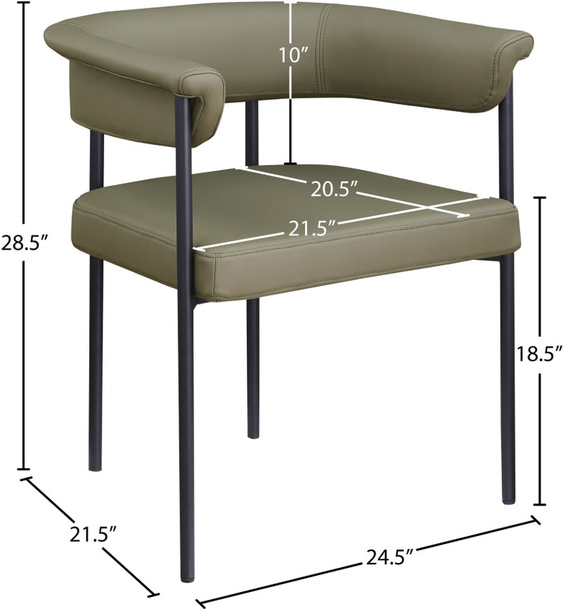 Malin Vegan Leather Upholstered Dining Chair in Olive, Set of 2 - 427Olive-C