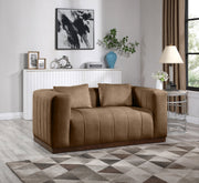 Mallina 67" Vegan Leather Upholstered Upholstered Loveseat in Brown - 44098Brown-L