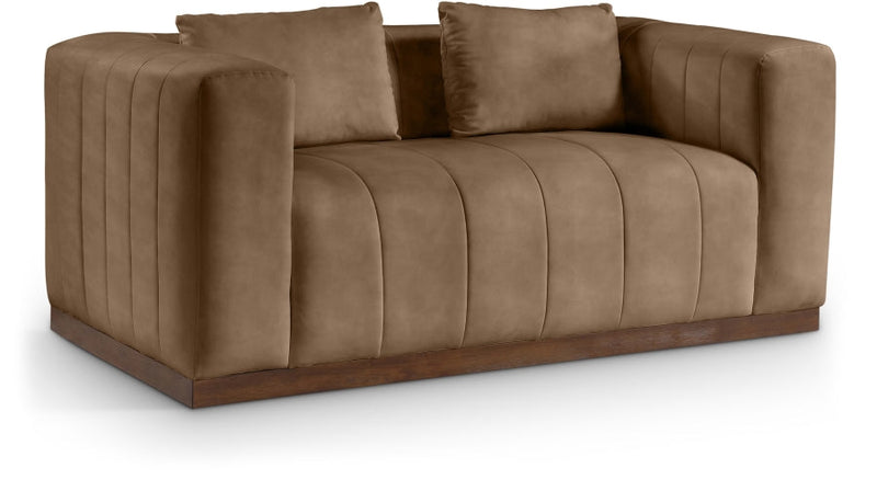 Mallina 67" Vegan Leather Upholstered Upholstered Loveseat in Brown - 44098Brown-L