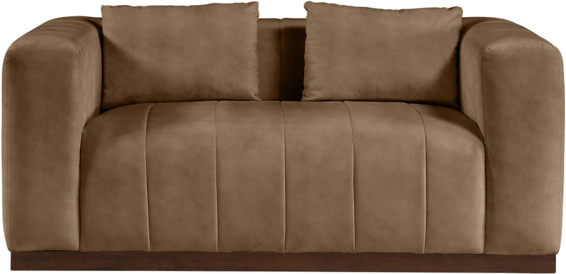 Mallina 67" Vegan Leather Upholstered Upholstered Loveseat in Brown - 44098Brown-L