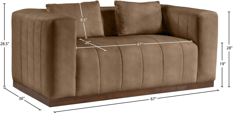 Mallina 67" Vegan Leather Upholstered Upholstered Loveseat in Brown - 44098Brown-L
