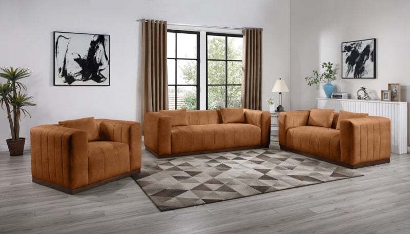 Mallina 67" Vegan Leather Upholstered Upholstered Loveseat in Cognac - 44098Cognac-L
