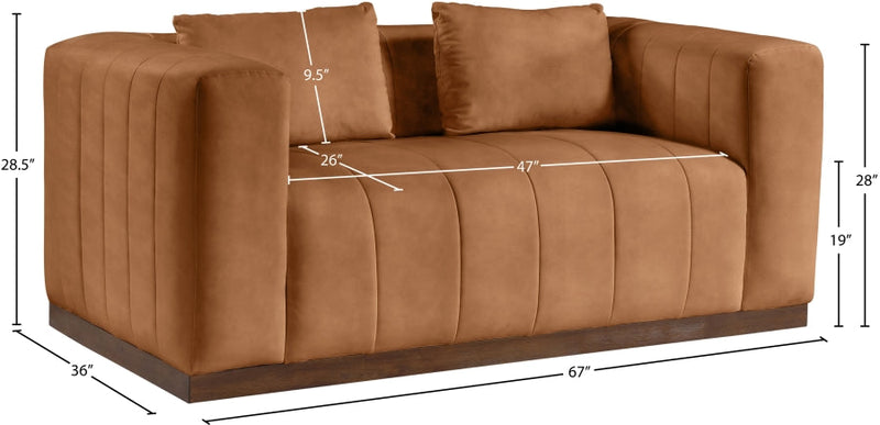 Mallina 67" Vegan Leather Upholstered Upholstered Loveseat in Cognac - 44098Cognac-L