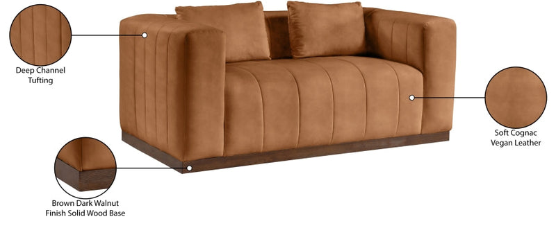 Mallina 67" Vegan Leather Upholstered Upholstered Loveseat in Cognac - 44098Cognac-L