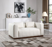 Mallina 67" Vegan Leather Upholstered Upholstered Loveseat in Cream - 44098Cream-L