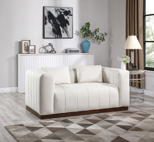 Mallina 67" Vegan Leather Upholstered Upholstered Loveseat in Cream - 44098Cream-L