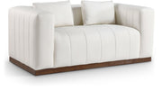 Mallina 67" Vegan Leather Upholstered Upholstered Loveseat in Cream - 44098Cream-L