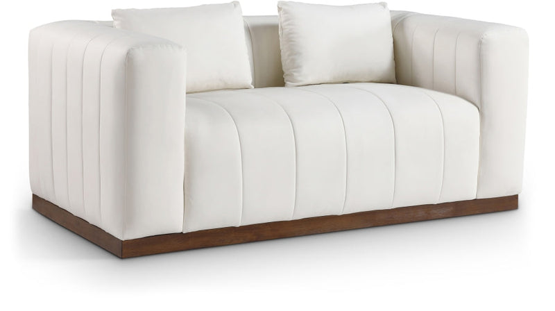 Mallina 67" Vegan Leather Upholstered Upholstered Loveseat in Cream - 44098Cream-L