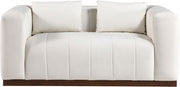 Mallina 67" Vegan Leather Upholstered Upholstered Loveseat in Cream - 44098Cream-L