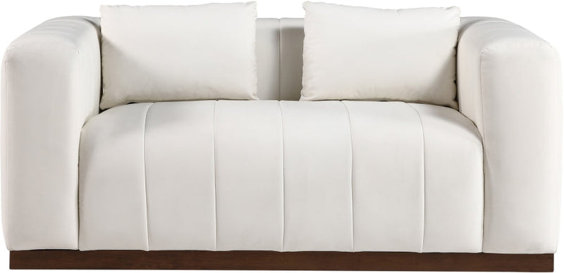 Mallina 67" Vegan Leather Upholstered Upholstered Loveseat in Cream - 44098Cream-L