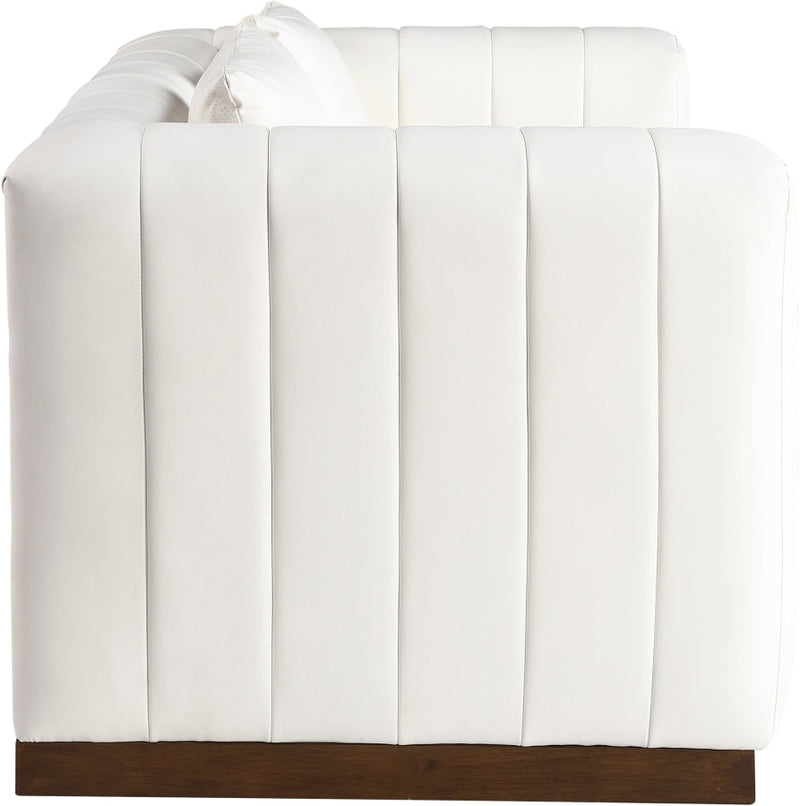 Mallina 67" Vegan Leather Upholstered Upholstered Loveseat in Cream - 44098Cream-L