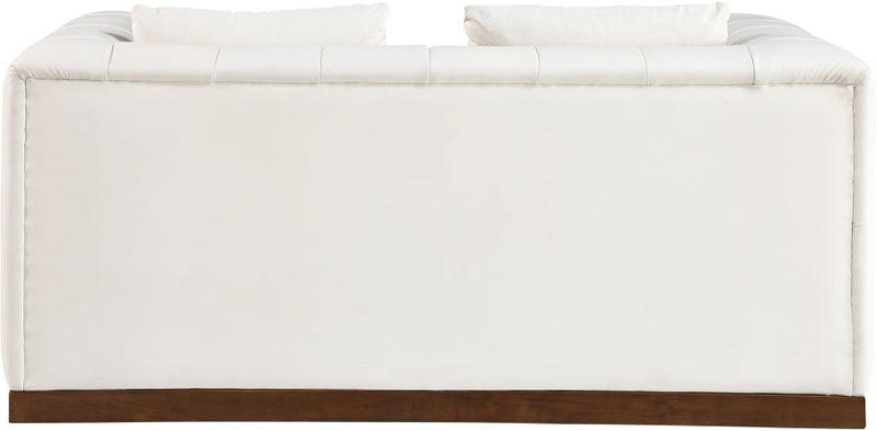 Mallina 67" Vegan Leather Upholstered Upholstered Loveseat in Cream - 44098Cream-L