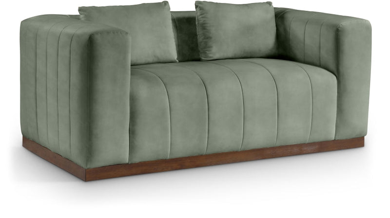 Mallina 67" Vegan Leather Upholstered Upholstered Loveseat in Green - 44098Green-L
