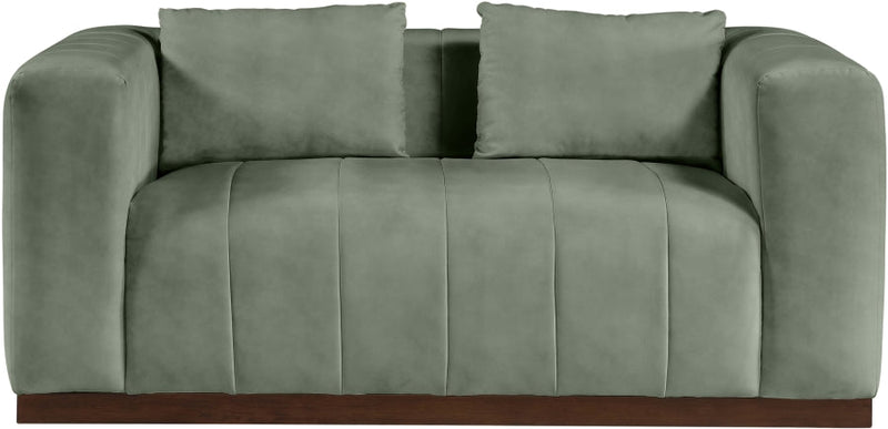 Mallina 67" Vegan Leather Upholstered Upholstered Loveseat in Green - 44098Green-L