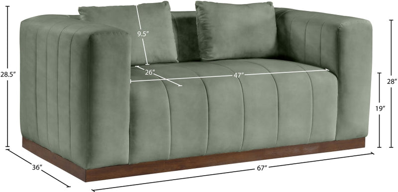 Mallina 67" Vegan Leather Upholstered Upholstered Loveseat in Green - 44098Green-L