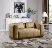 Mallina 67" Vegan Leather Upholstered Upholstered Loveseat in Natural - 44098Tan-L