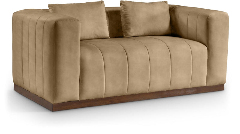 Mallina 67" Vegan Leather Upholstered Upholstered Loveseat in Natural - 44098Tan-L