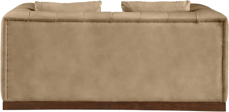 Mallina 67" Vegan Leather Upholstered Upholstered Loveseat in Natural - 44098Tan-L