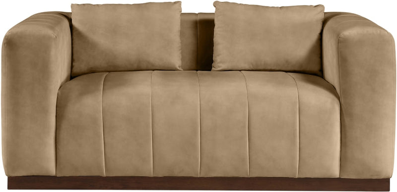 Mallina 67" Vegan Leather Upholstered Upholstered Loveseat in Natural - 44098Tan-L