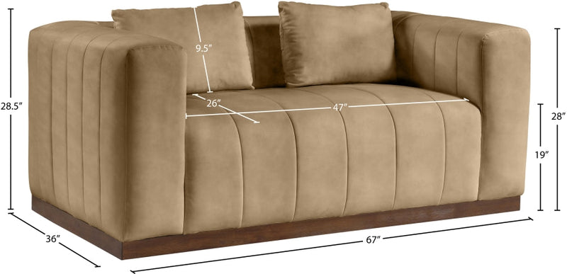 Mallina 67" Vegan Leather Upholstered Upholstered Loveseat in Natural - 44098Tan-L