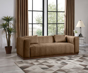 Mallina 90.5" Vegan Leather Upholstered Upholstered Sofa in Brown - 44098Brown-S