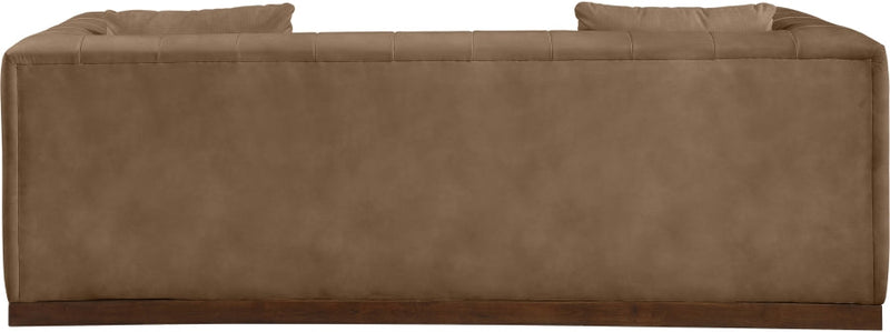 Mallina 90.5" Vegan Leather Upholstered Upholstered Sofa in Brown - 44098Brown-S