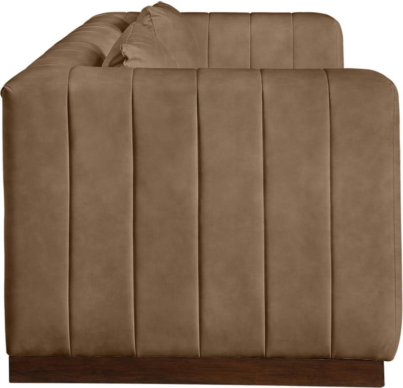 Mallina 90.5" Vegan Leather Upholstered Upholstered Sofa in Brown - 44098Brown-S
