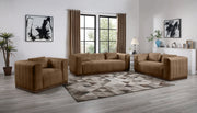 Mallina 90.5" Vegan Leather Upholstered Upholstered Sofa in Brown - 44098Brown-S