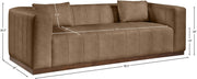 Mallina 90.5" Vegan Leather Upholstered Upholstered Sofa in Brown - 44098Brown-S