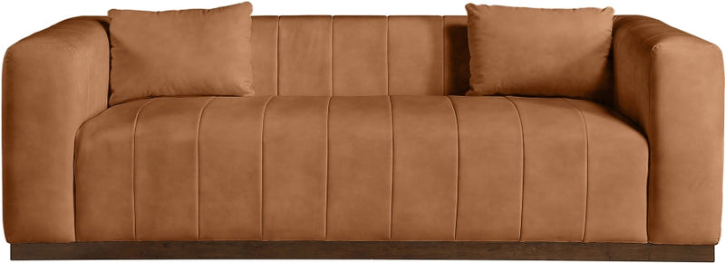 Mallina 90.5" Vegan Leather Upholstered Upholstered Sofa in Cognac - 44098Cognac-S