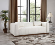Mallina 90.5" Vegan Leather Upholstered Upholstered Sofa in Cream - 44098Cream-S