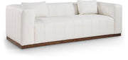 Mallina 90.5" Vegan Leather Upholstered Upholstered Sofa in Cream - 44098Cream-S
