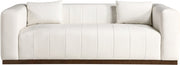 Mallina 90.5" Vegan Leather Upholstered Upholstered Sofa in Cream - 44098Cream-S