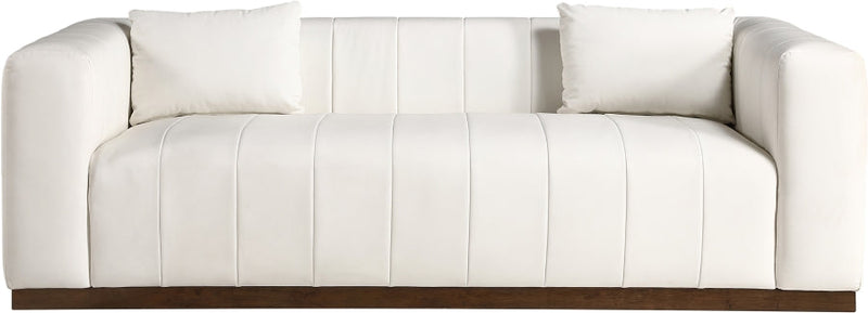 Mallina 90.5" Vegan Leather Upholstered Upholstered Sofa in Cream - 44098Cream-S