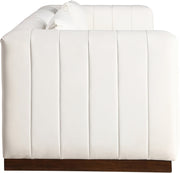 Mallina 90.5" Vegan Leather Upholstered Upholstered Sofa in Cream - 44098Cream-S