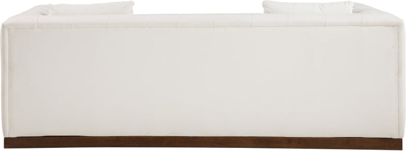 Mallina 90.5" Vegan Leather Upholstered Upholstered Sofa in Cream - 44098Cream-S
