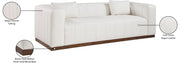 Mallina 90.5" Vegan Leather Upholstered Upholstered Sofa in Cream - 44098Cream-S