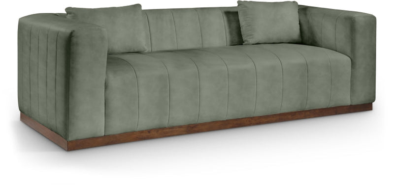 Mallina 90.5" Vegan Leather Upholstered Upholstered Sofa in Green - 44098Green-S