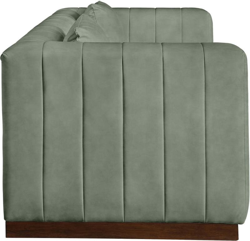 Mallina 90.5" Vegan Leather Upholstered Upholstered Sofa in Green - 44098Green-S
