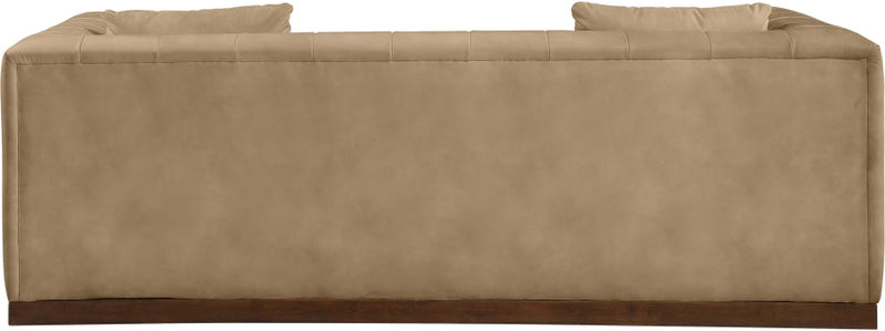 Mallina 90.5" Vegan Leather Upholstered Upholstered Sofa in Natural - 44098Tan-S