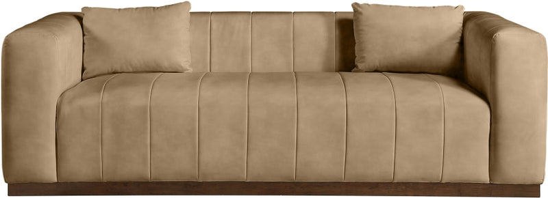 Mallina 90.5" Vegan Leather Upholstered Upholstered Sofa in Natural - 44098Tan-S