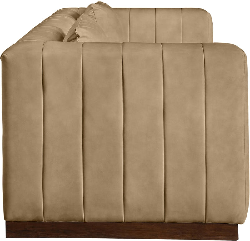 Mallina 90.5" Vegan Leather Upholstered Upholstered Sofa in Natural - 44098Tan-S