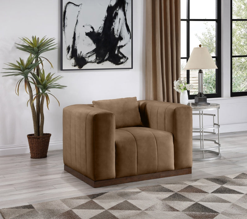 Mallina Vegan Leather Upholstered Accent Chair in Brown - 44098Brown-C