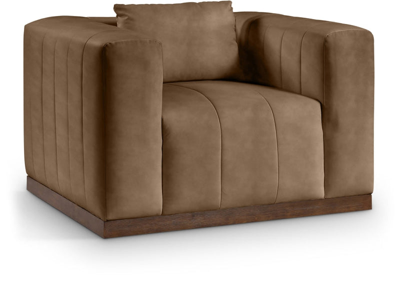 Mallina Vegan Leather Upholstered Accent Chair in Brown - 44098Brown-C