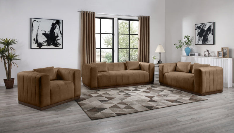 Mallina Vegan Leather Upholstered Accent Chair in Brown - 44098Brown-C
