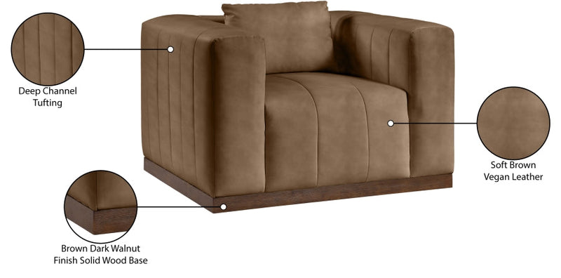 Mallina Vegan Leather Upholstered Accent Chair in Brown - 44098Brown-C