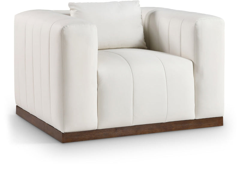 Mallina Vegan Leather Upholstered Accent Chair in Cream - 44098Cream-C