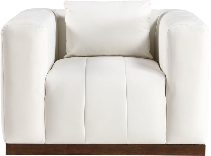 Mallina Vegan Leather Upholstered Accent Chair in Cream - 44098Cream-C