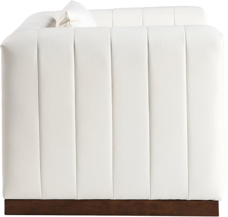 Mallina Vegan Leather Upholstered Accent Chair in Cream - 44098Cream-C